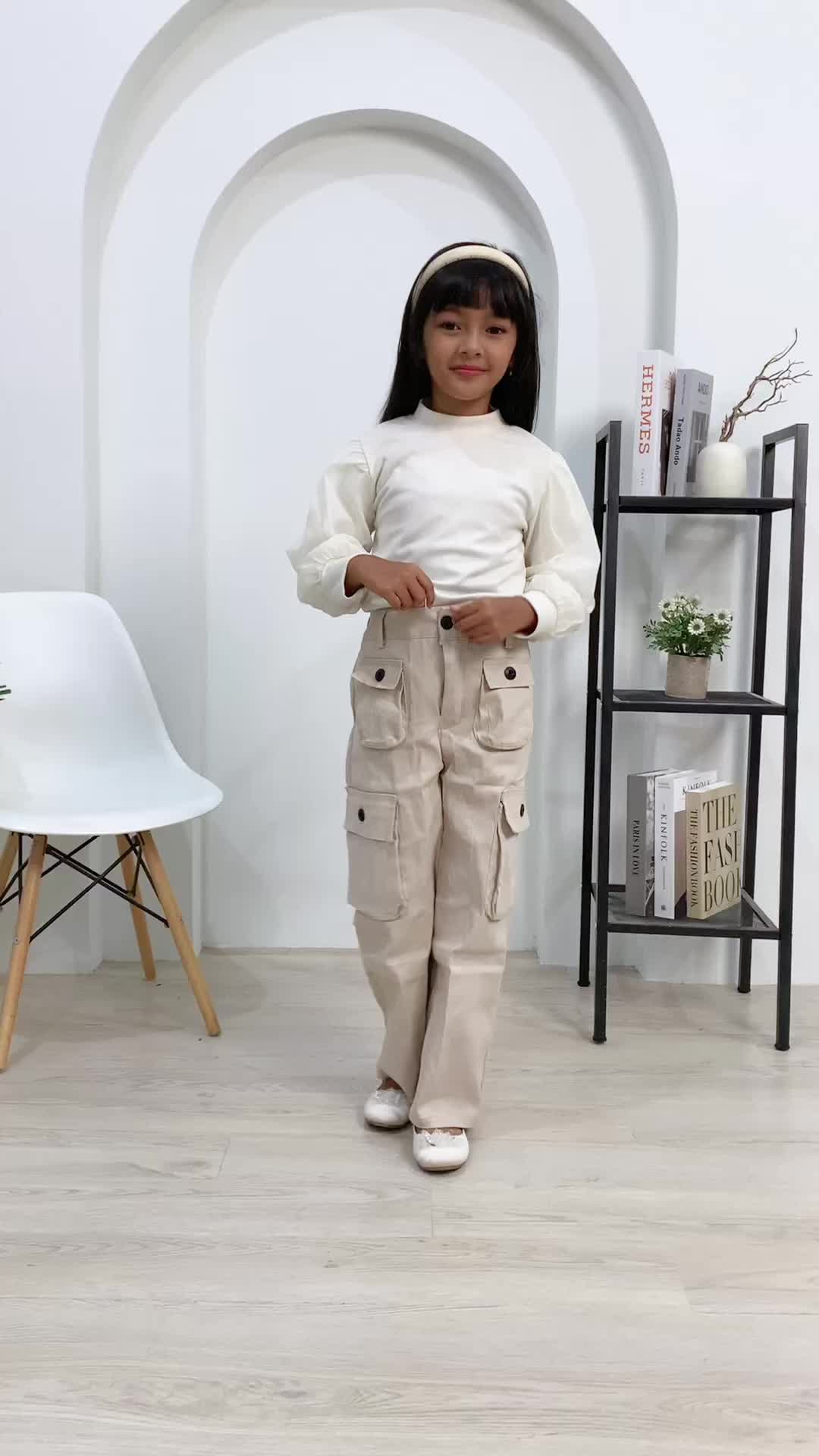 Celana Cargo Anak Perempuan Twill Combet / Kulot Cargo Korean style Anak 7-12 Tahun /Oro pants anak- Fashion