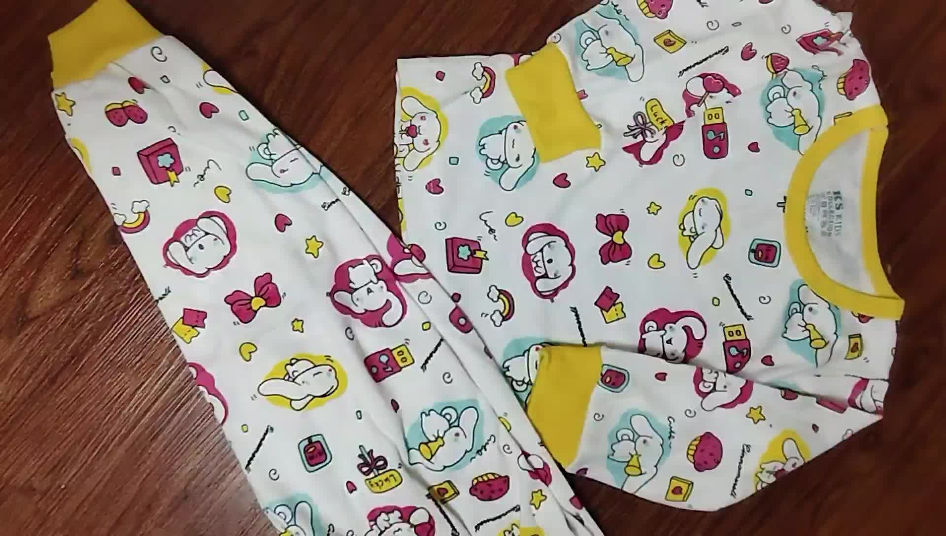 baju setelan panjang kaos anak perempuan | baju tidur anak cewek motif full print Katun