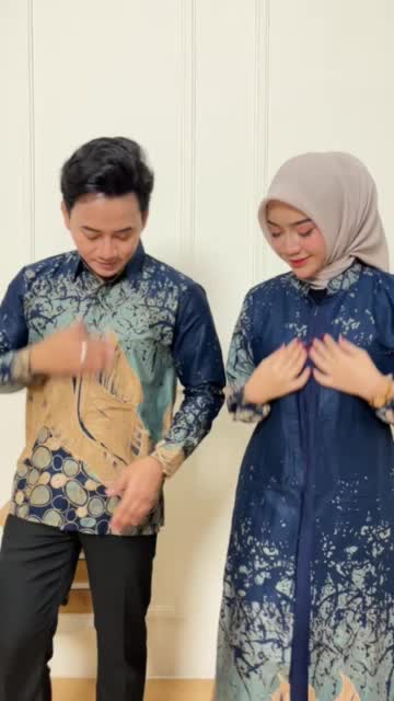 Baju Batik Couple Pasangan Kondangan Suami istri Katun Prima Premium Motif Kejora Navy