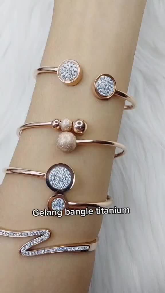 TITANIUM Gelang bangle ekslusif GLBTI004 Bracelets bangle boba pasir mata rosegold
