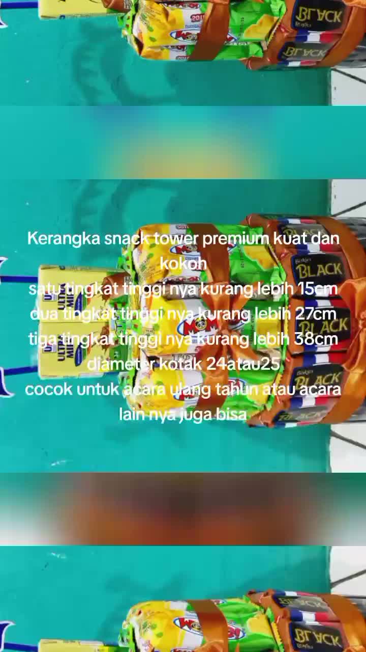Kerangka Tower Snack Tart Dummy Cake kardus alas silver ( full set ) Untuk Ulang Tahun Merah