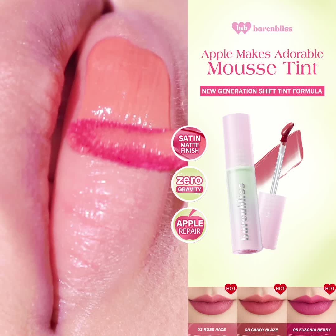 [FLASH SALE] BNB barenbliss Apple Makes Adorable Mousse Tint | Mousse Tint Melembapkan, Transferproof, Hasil Satin 12 Jam