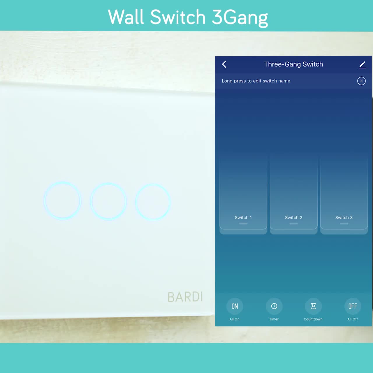 BARDI Smart Wall Switch EU 3 Gang - White