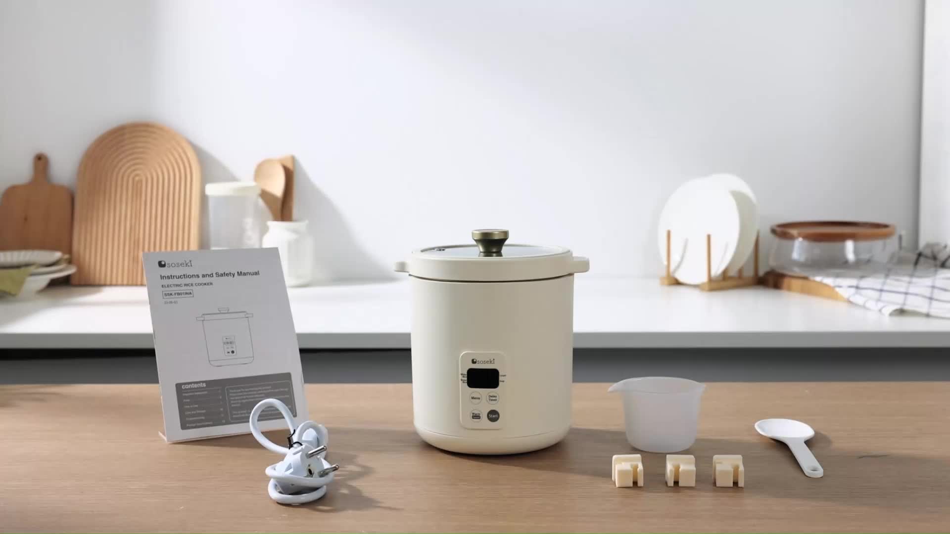 SOSEKI Rice Cooker Mini Elektrik 0.5L Smart Digital Anti Lengket Putih Listrik
