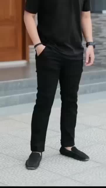 Bundle 2pcs Celana Chinos Panjang Pria Slimfit Santai Casual Formal Free Size Celana Panjang Cinos Karet Katun Melar Twill Cowok Hitam Skinny Kerja Harian Kantor