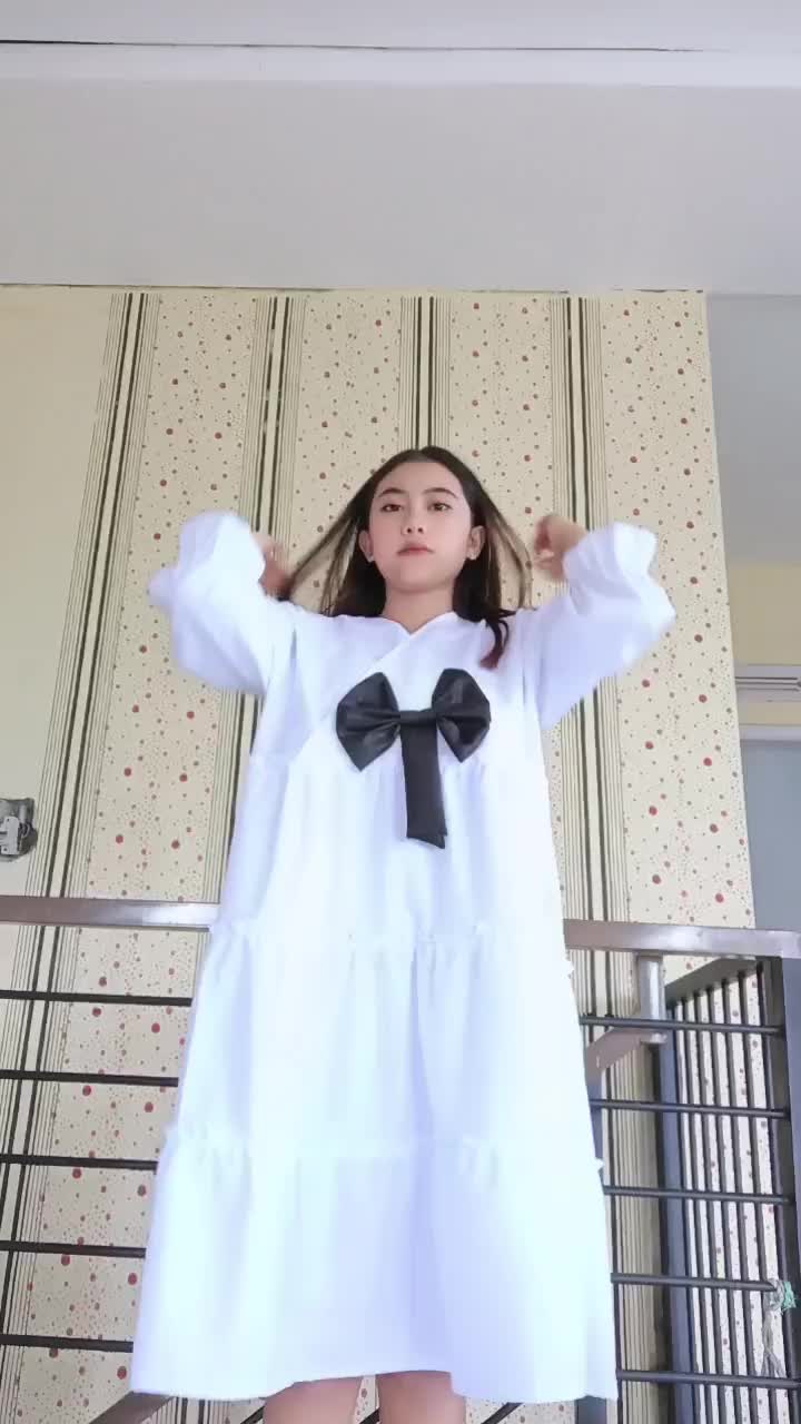 Ribbon Mini Dress Korean Style/Mini Dress Putih wanita 3 layer variasi vita hitam material katun Toyobo Model Terbaru Terlaris & Termurah(Dress putih 3 layer wanita dewasa) Midi S to M-L to XL Casual