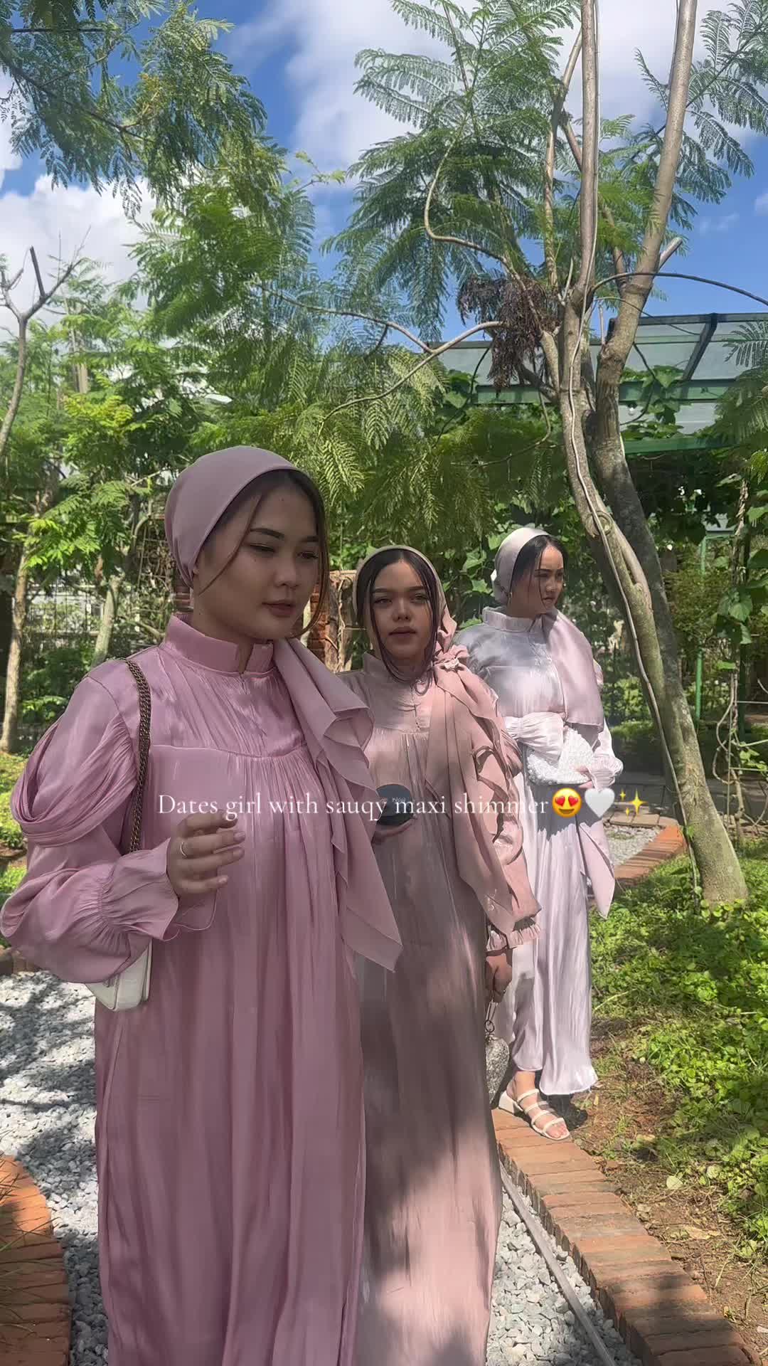 Sauqy Long Dress Shimmer Luxury Full Furing Gamis Kondangan Lebaran Polos M L XL Muslim Wanita Dewasa Mewah