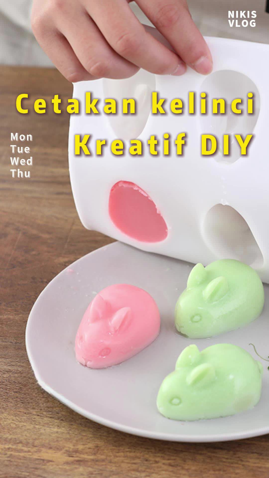 Cetakan kelinci selebriti internet, pemodelan 3D, makanan penutup dan kue kering buatan sendiri, silikon food grade, mudah dilepas dari cetakan, mudah dibersihkan dan tidak berbau. cetakan  puding  akrilik Kitchenware pink  mold cetakan  puding  kelinci