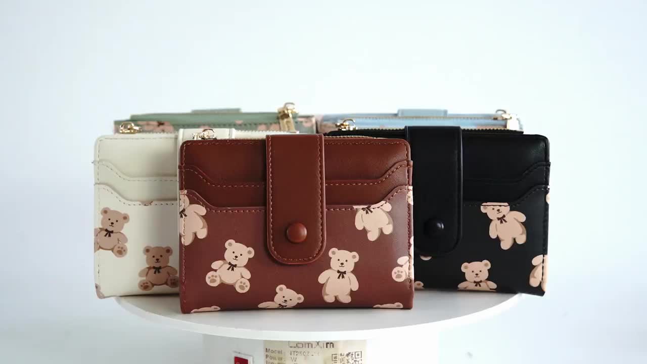 Dompet Pendek Wanita Kulit PU Motif Beruang Teddy Bear BAELLERRY N8329