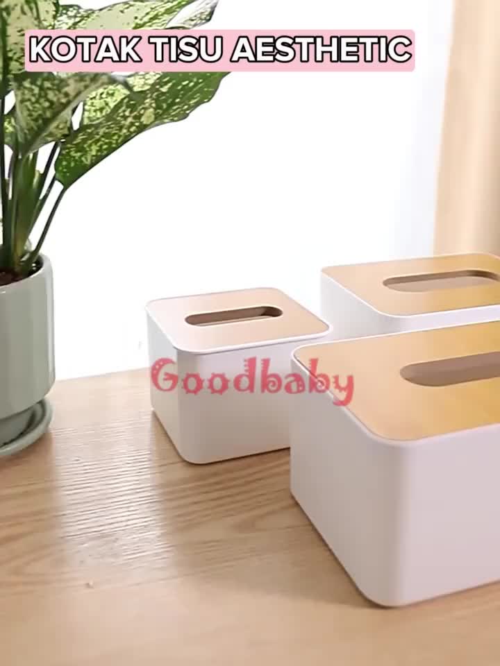 kotak Tisu Aesthetic Putih |  Tisu Kayu Tissue Box Dengan Holder Berbagai Ukuran