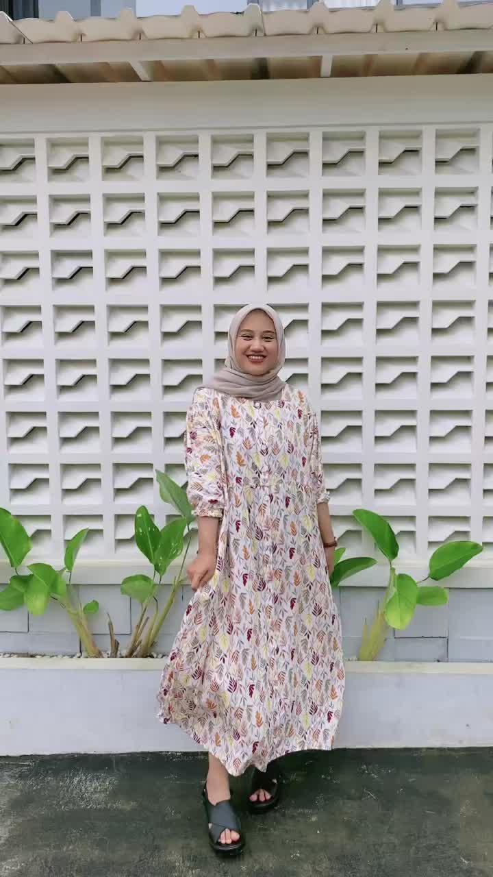 Daster Lidya Jumbo LD 120 Full Kancing Bumil Busui Panjang Tangan 3/4 Karet Dress Wanita