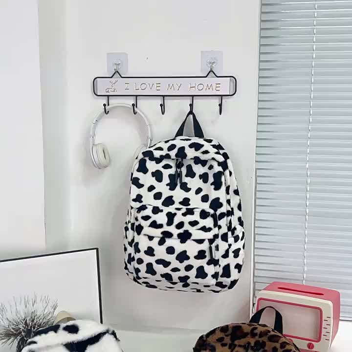 HUMAIRA Tas Ransel Bulu Motif Sapi Korea Lucu Cow Backpack Cewek Lucu - RS0003