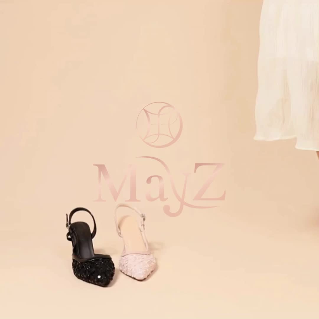 MAYZ Hanami Heels Wedding Wanita Sepatu Hak Tinggi Elegan Sequins Ujung Lancip [ 3822 ]