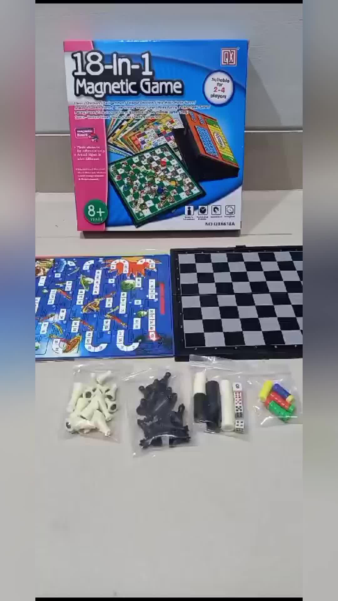 18 in 1 magnetic game family board game mainan catur ludo ular tangga