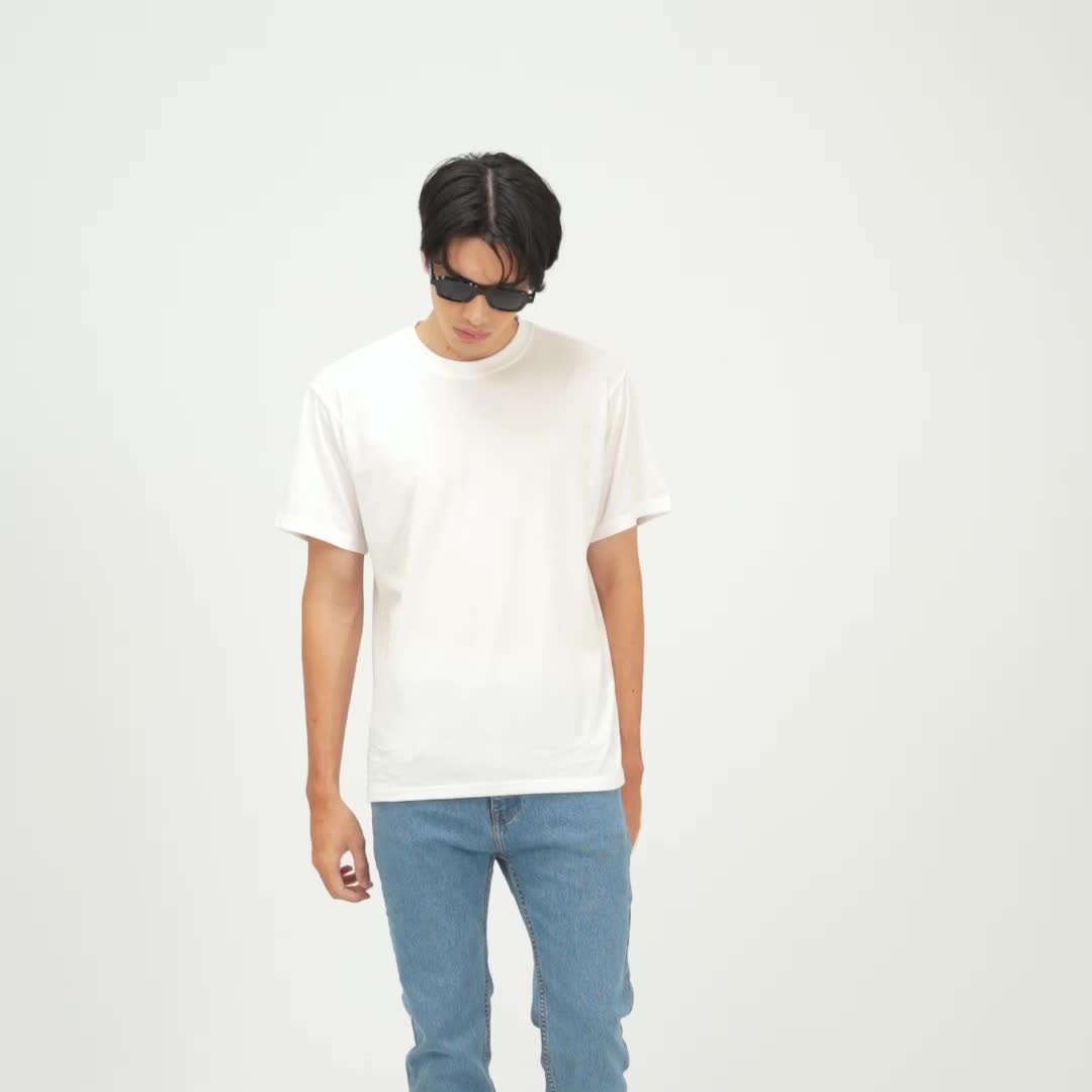 EDWIN JEANS - NAFFA BRIGHT WHITE Kaos Polos Warna Putih Casual Pria Lengan Pendek Baju Atasan Putih T-Shirt