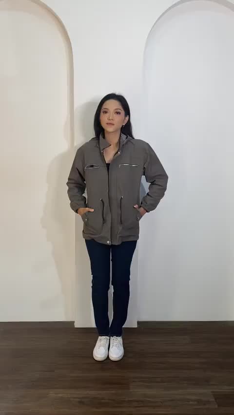Jaket Parka Wanita Jumbo Korean Style Kantong Tebal Nyaman Oversize Kekinian Warna Hijau Army Size M-4XL  Outdoor  Musim Dingin Karet Formal