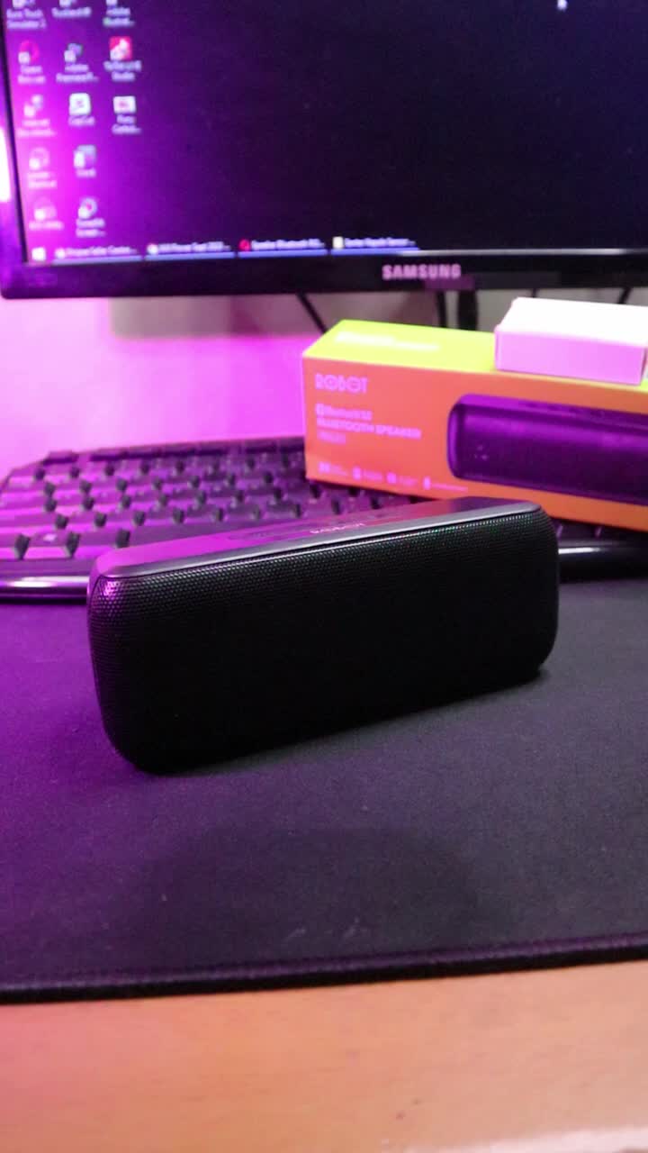 Speaker Bluetooth ROBOT RB220 TWS Terbaru Wireless Stereo Speakers Karaoke Mic Mini Music Audio Double Full Bass Jam Logam Black musik box bluetooth speakers