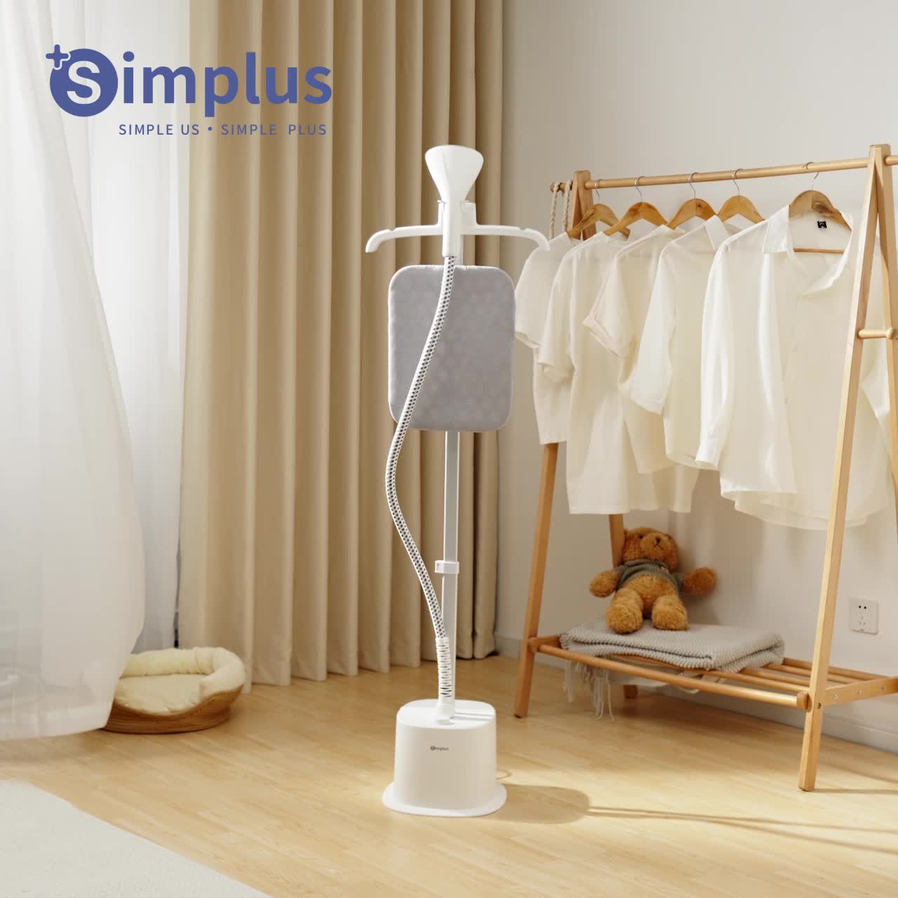 Simplus Setrika Uap Berdiri 2,1L Tangki Air Besar 11 Tingkat Suhu Super Low Watt 850W Keluaran Uap 34g/menit Pelat Stainless Steel 304 Cepat Panas 40 Detik Tinggi dan Bisa Diatur GTJH023