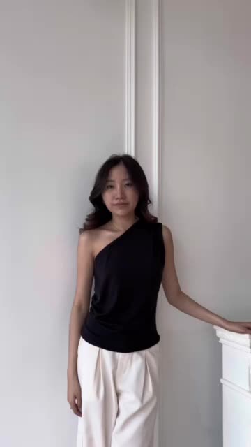 Rora - Jodie Top | One Shoulder Top | Asymmetrical Top | Atasan Rib Basic Casual tank