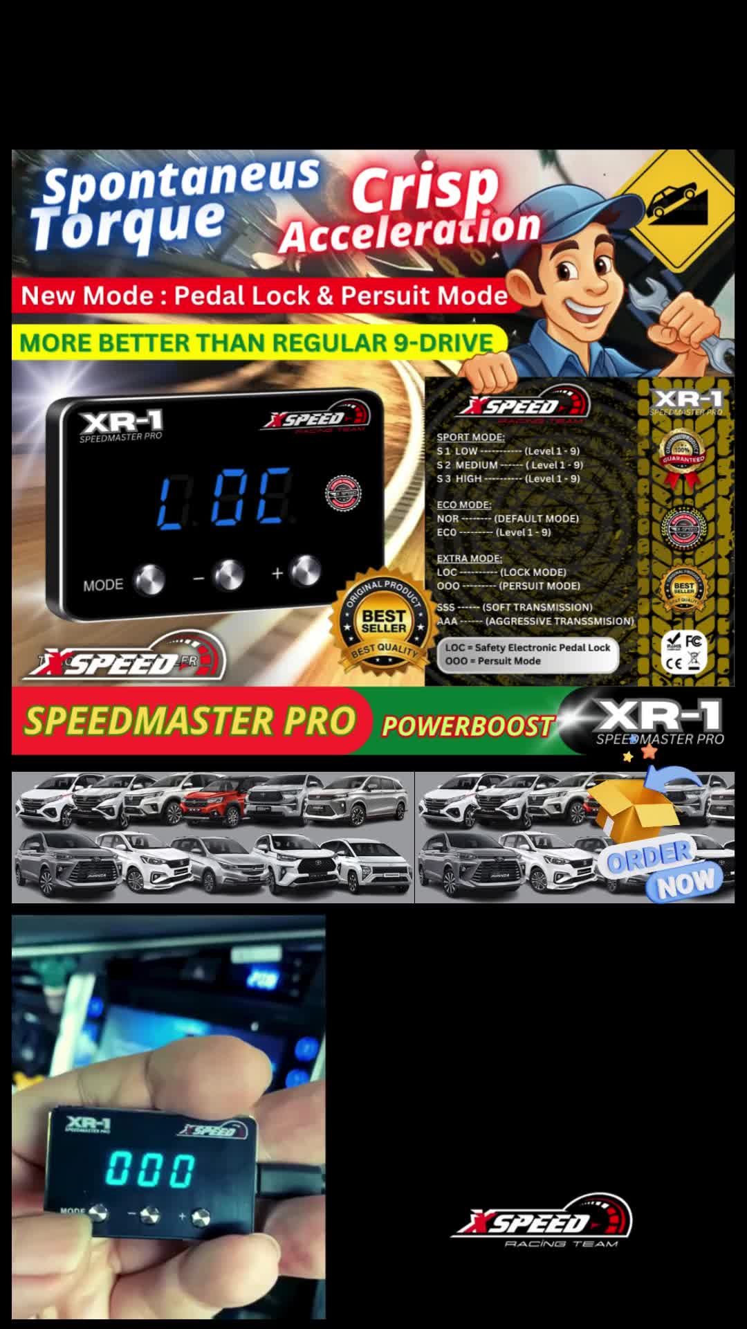 XSpeed throttle controller Fortuner Innova Reborn Zenix Yaris CRV HRV City Jazz Brio BRV Pajero Xpander Mirage