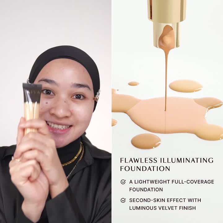 [CLEARANCE ED MAR 2026] KIVA Flawless Illuminating Foundation - Matte Oil Control Ringan Liquid Foundation SPF 39 PA++++ High Coverage 30ml BPOM Kosmetik