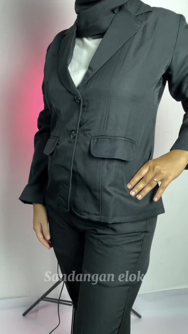 Blazer Formal Wanita Jas Wanita Slim-fitting Hitam