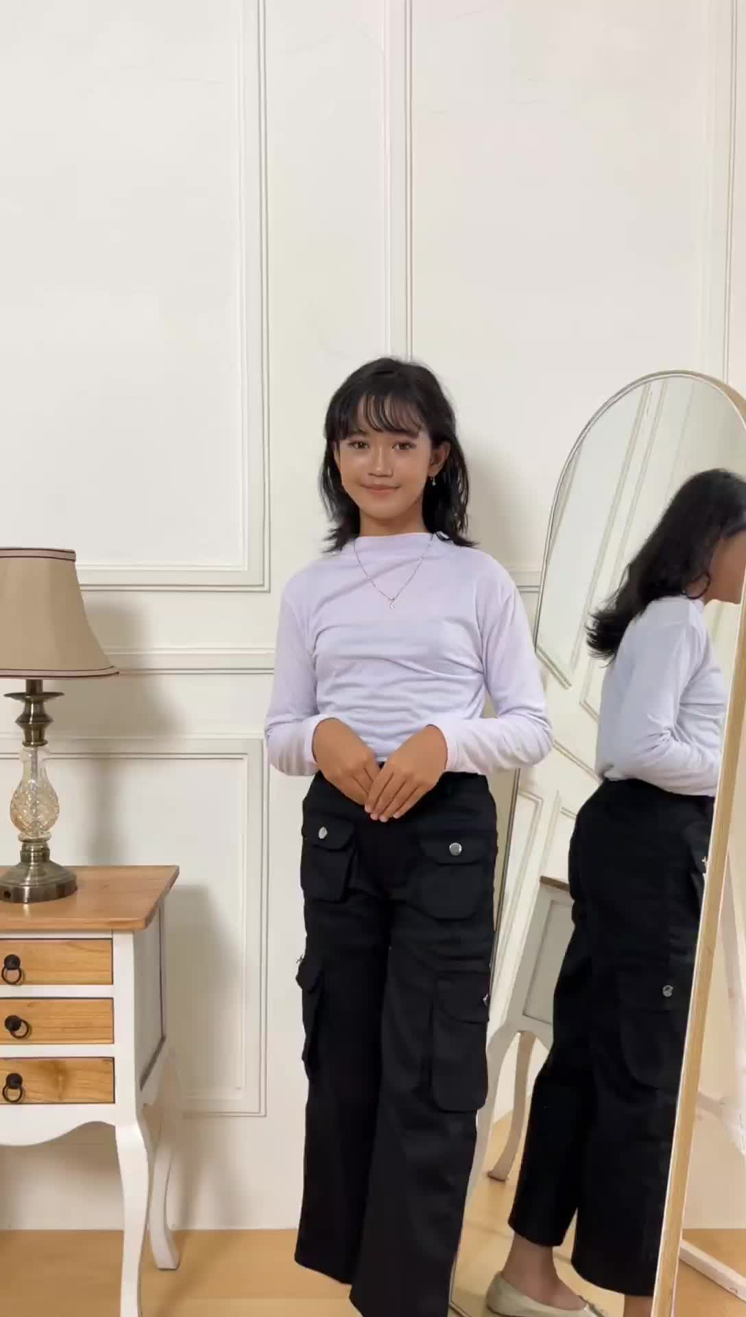 Kulot Cargo Bahan Twill Combed Strech Anak Perempuan usia 7-14 tahun/Fashion Anak