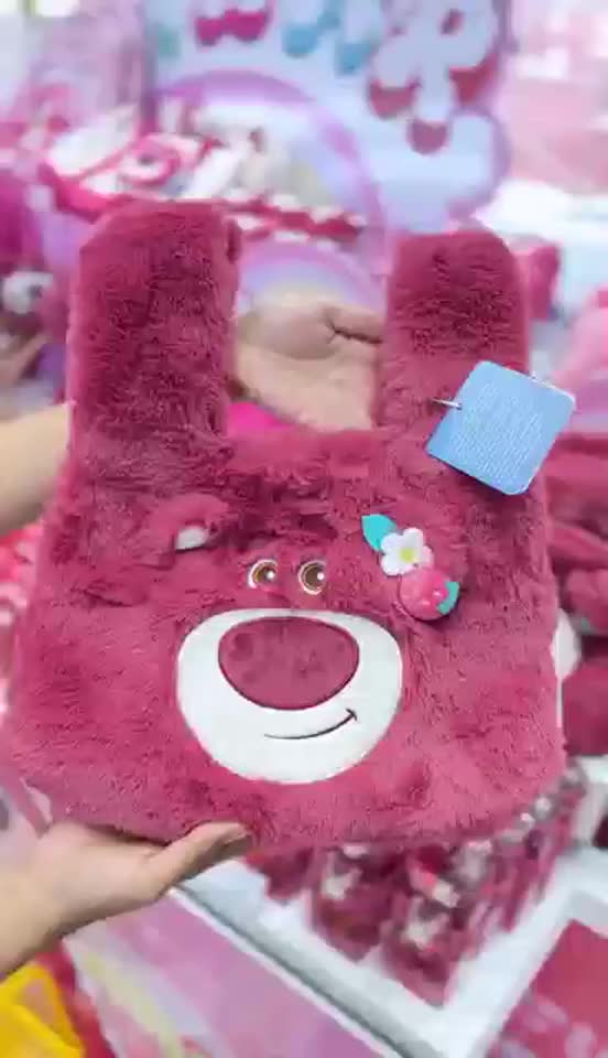 【OHSOME x Disney】- Egradable Lotso Plush Pink Hand Bag/Tote Bag Tas Bahu Disney Series