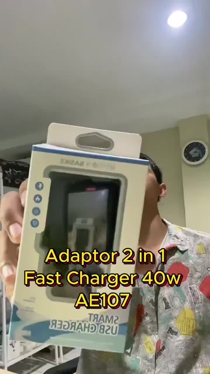 KIVEE kepala charger fast charging 40W Universal quick charger adaptor hp fast charging Type C USB Converters Pengisi Hitam