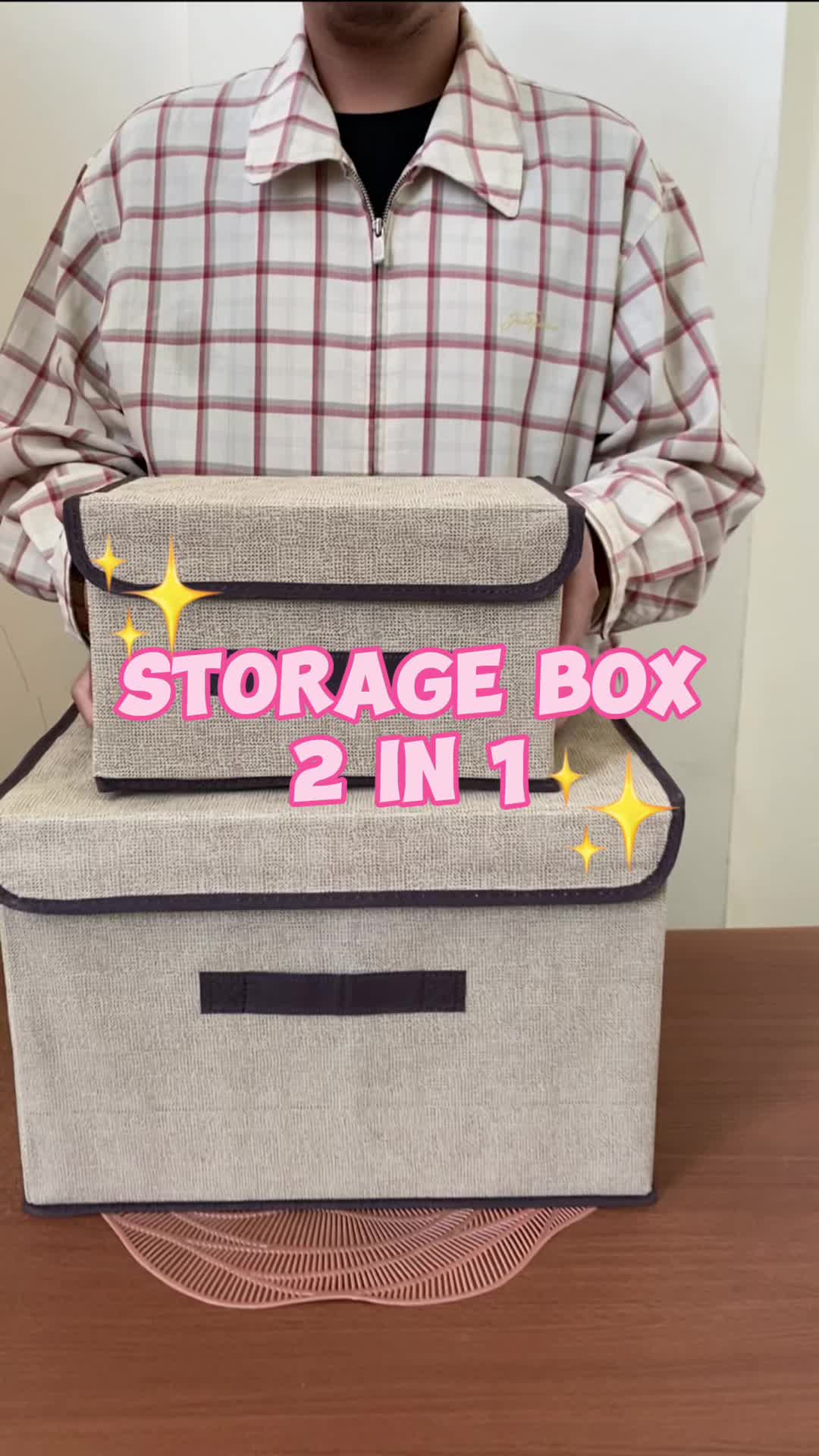 AVELINE Kotak Penyimpanan Serbaguna dengan tutup Storage Box 2 in 1 Tempat Multifungsi Box Baju Anak Mainan