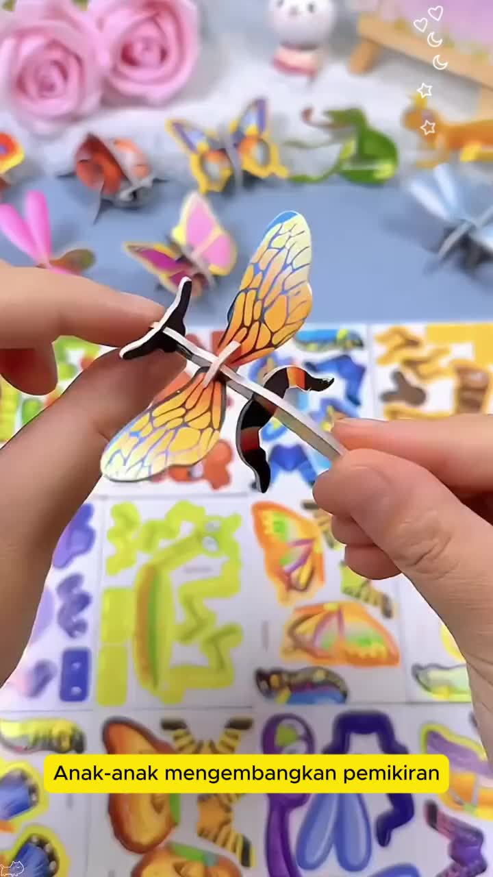 30PCS Puzzle 3D DIY Mainan Edukasi Motif Hewan laut Dino Animal Serangga Pesawat Lucu/Mainan Edukasi