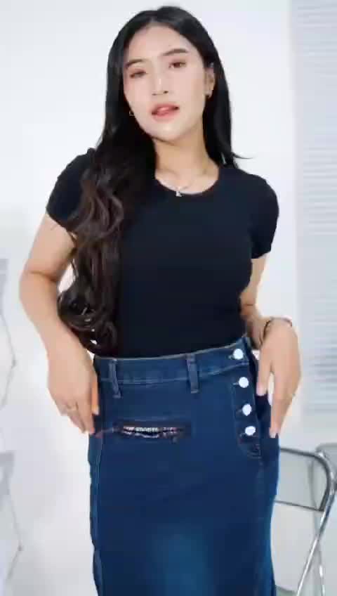AURA KREN ROK JEANS SPAN SAKU RESLETING VARIASI TERBARU // ROK JEANS KEKINIAN Kancing Karet