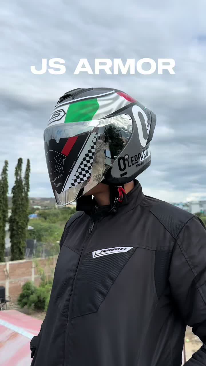 Helm JS Armor Half Face Solid Motif Paket Ganteng SNI Iridium Motorcycle