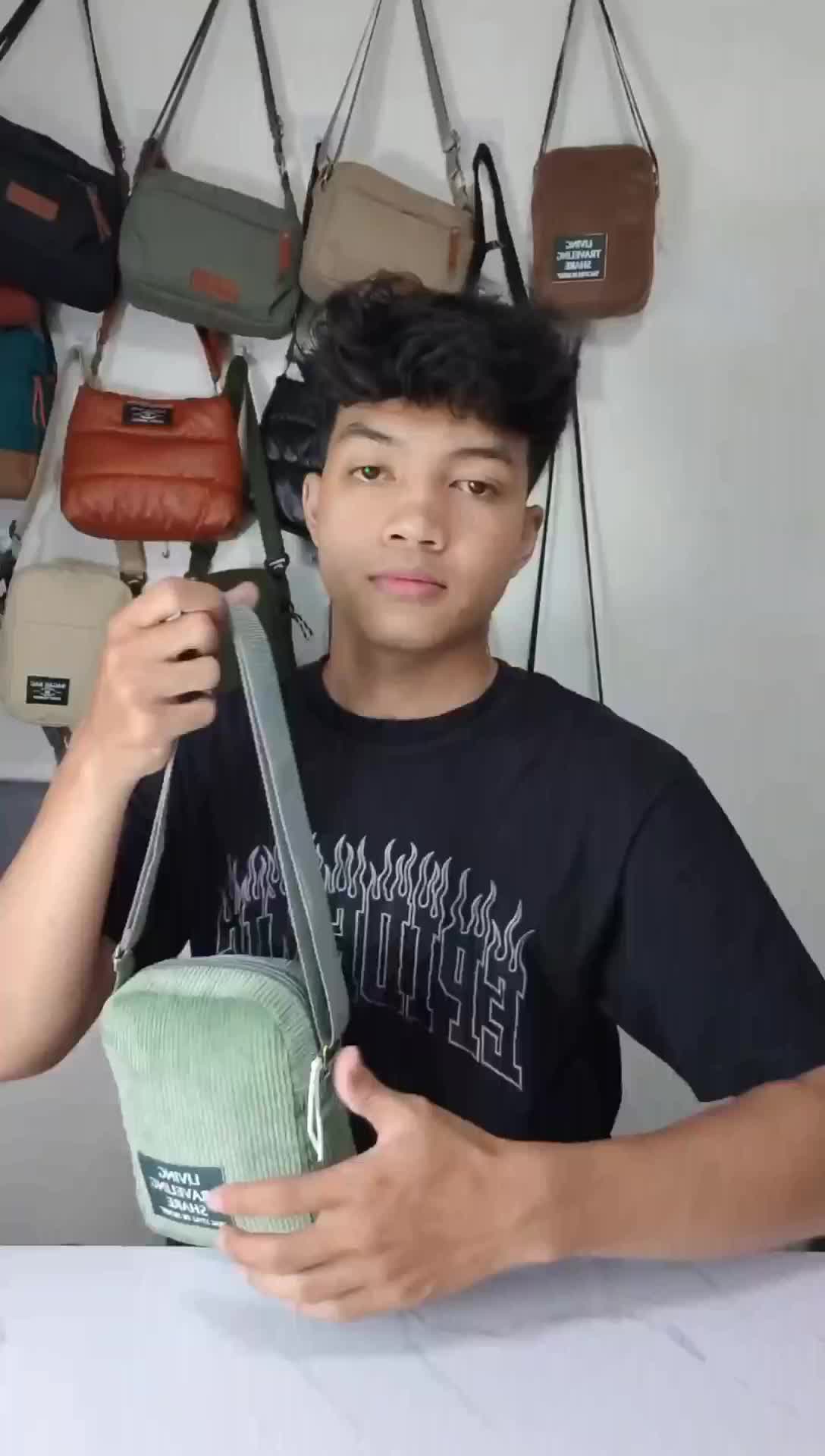 Tas Slempang Bahu Corduroy Wanita Lts Korea Model Mini SlingBag