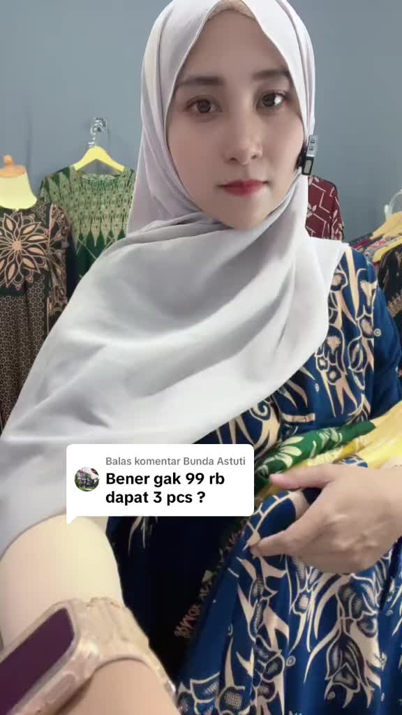 PAKET 3 PCS DASTER  JUMBO LD 125 BAHAN RAYON STANDAR MOTIF BATIK BUSUI ADEM Panjang Bumil Wanita Kancing lengan pendek dress Ibu Tidur