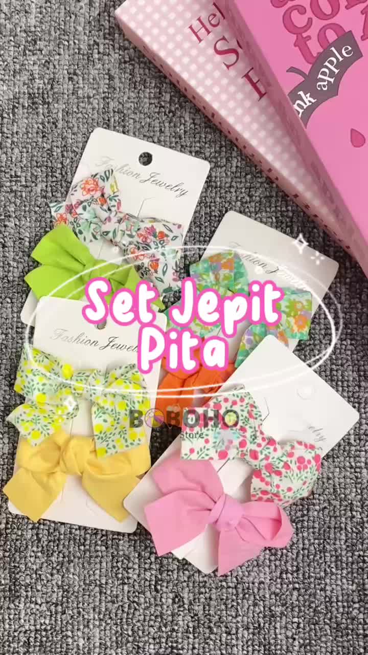 BOBOHO - Bundling (2 PCS) Jepit Rambut Anak-anak Motif Flower / Hiasan Kepala Pita Aksesori Rambut Gadis Kecil Putri Lucu / Jepit Rambut Bayi Fashion