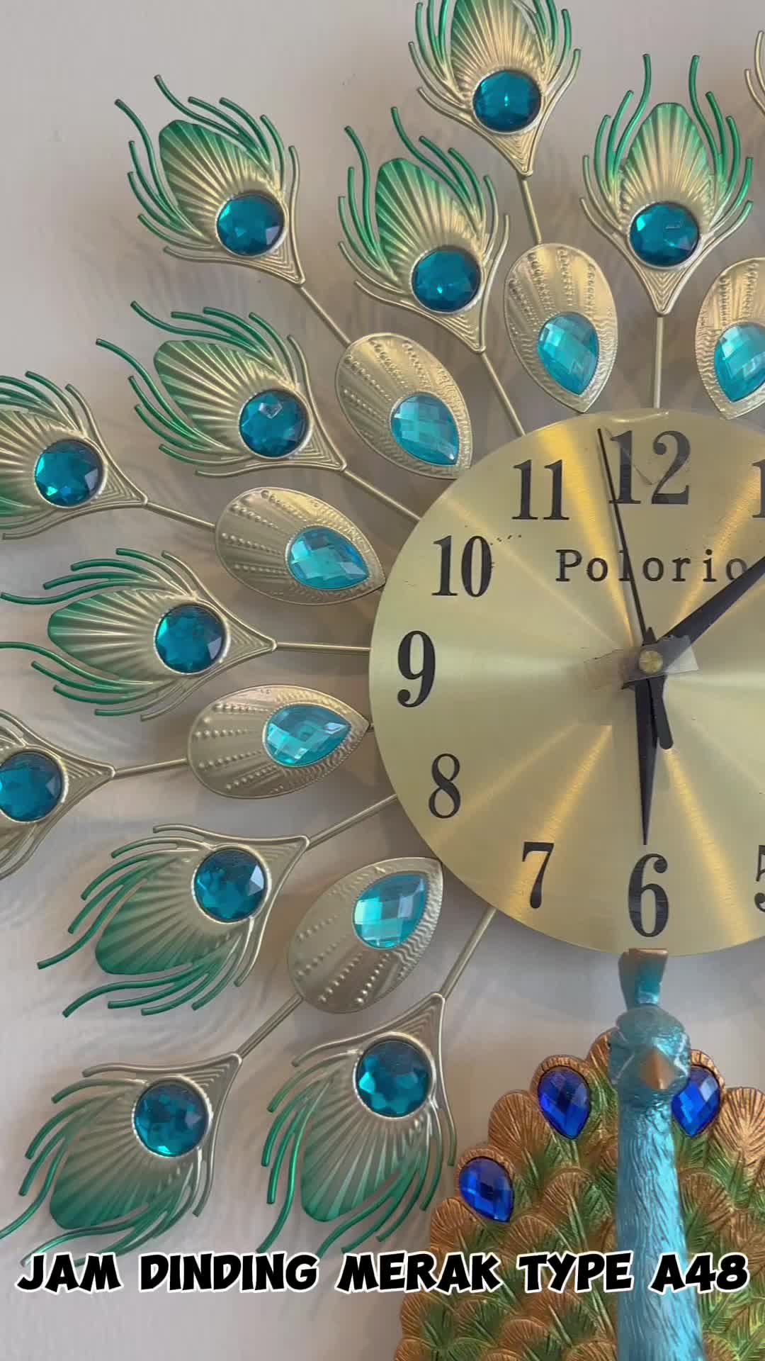 Jam Dinding Merak Type A48- UK 48CM x 48CM - Bahan Metalglass Modern hening