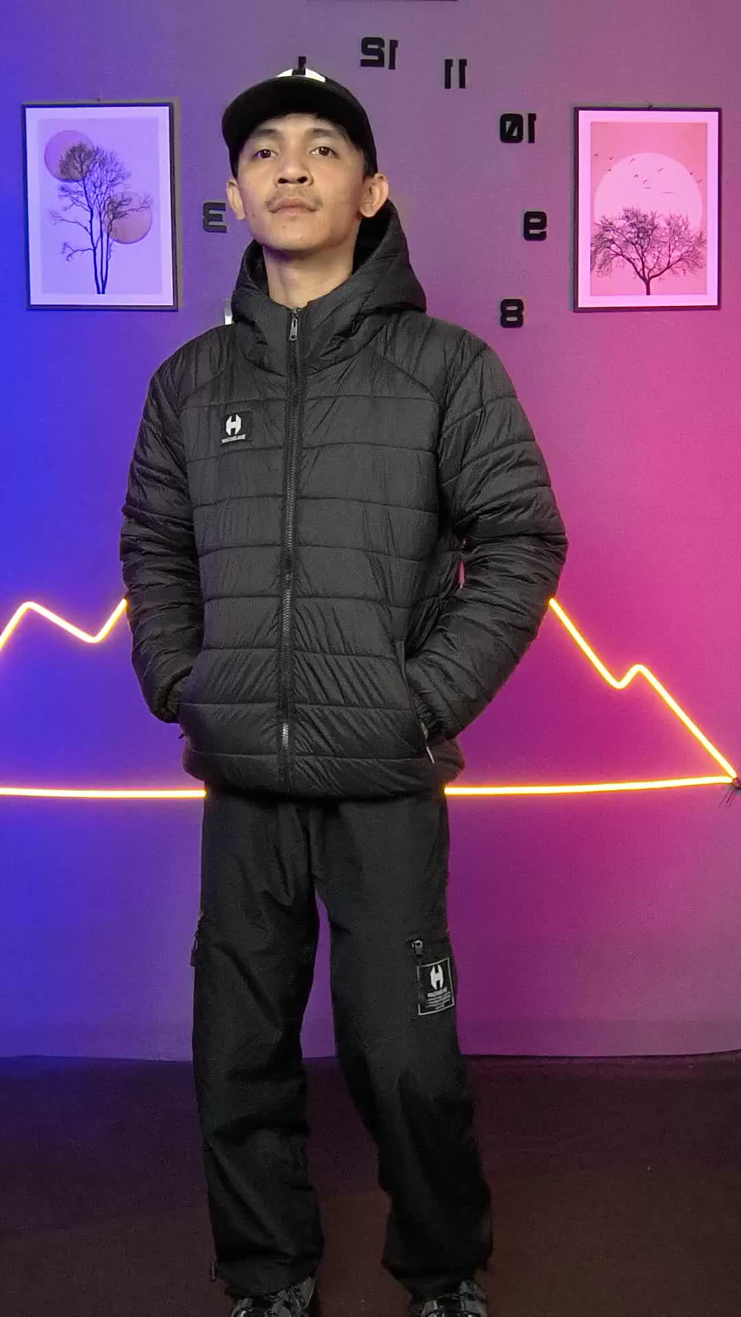 HIGH AND LOW Jaket Gelembung Pria Wanita Jaket Puffer Parasut Outdoor Jaket Motoran Jaket Musim Dingin Tebal Hangat Hoodie