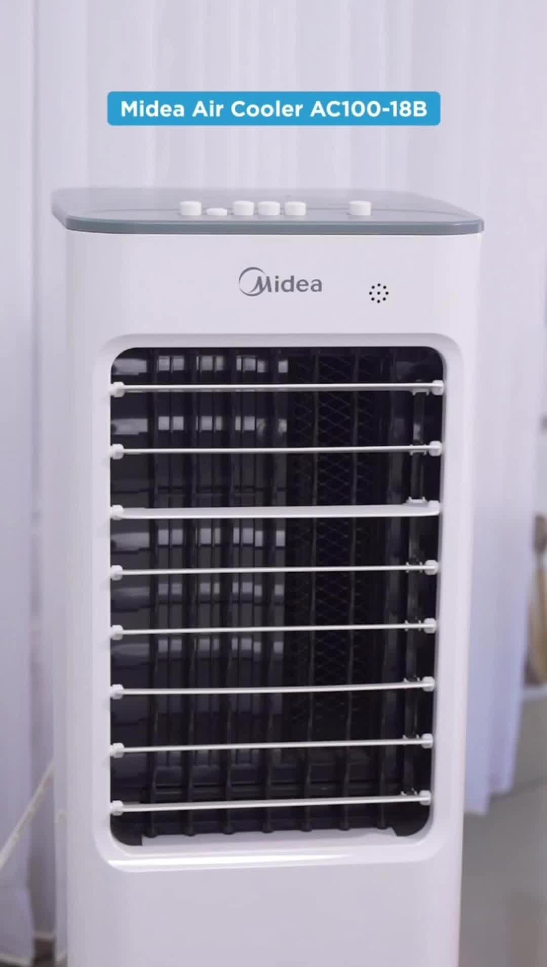 Midea Air Cooler 4.8 Liter AC100-18B-Pendingin Ruangan Penyejuk Udara Evaporasi Cooling Fan Dengan Ice Pack-FREE ONGKIR JABODETABEK-REMOTE CONTRROL