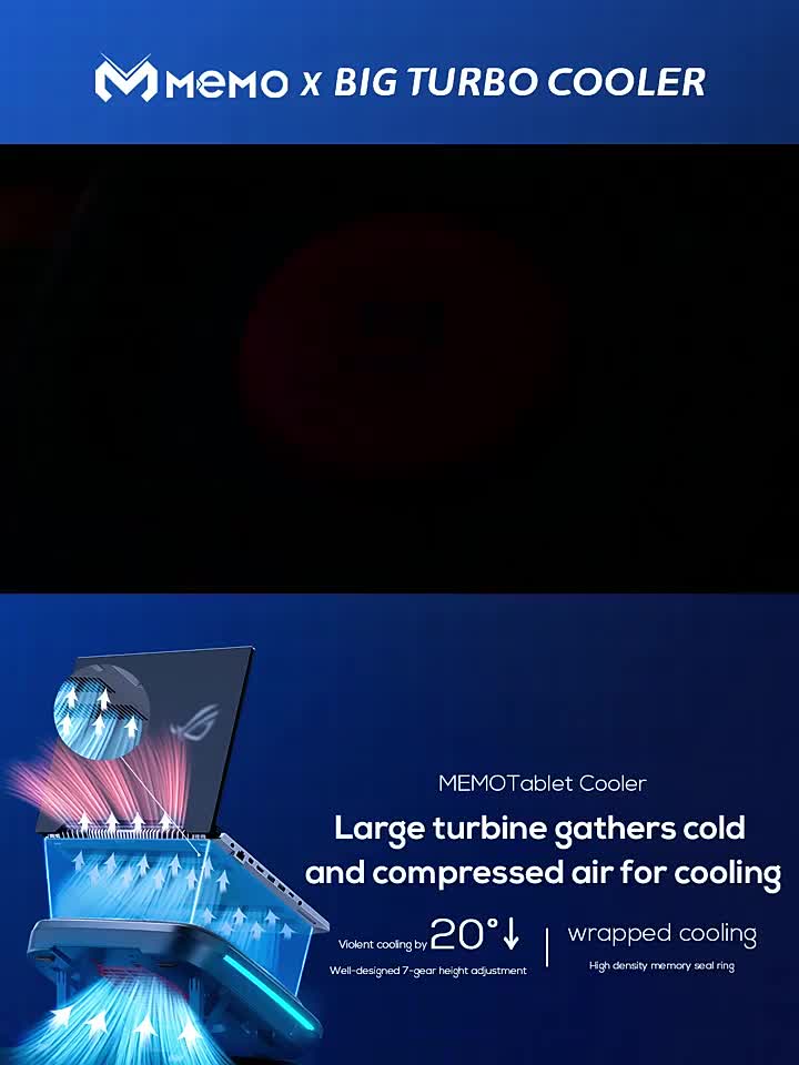 Memo FL08 Laptop Cooling Fan Turbo Compressed Air Cooler RGB 2400RPM