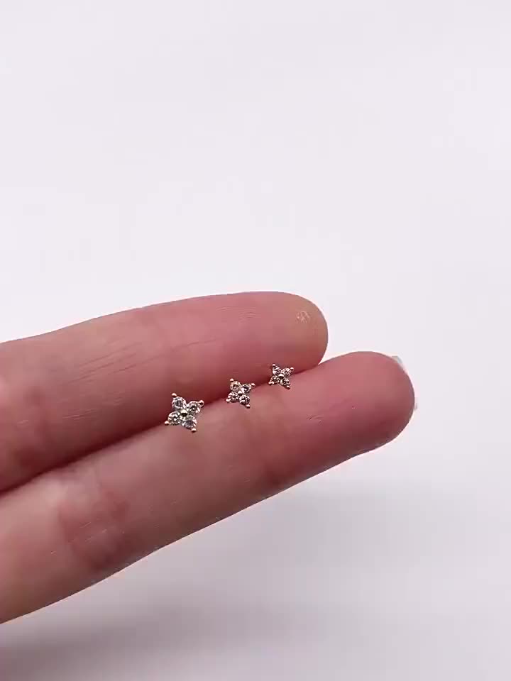 1pcs Anting Bunga Mini Korea, Anting Kecil Yang Tidak Perlu Dilepas Saat Tidur Earrings anting  giwang