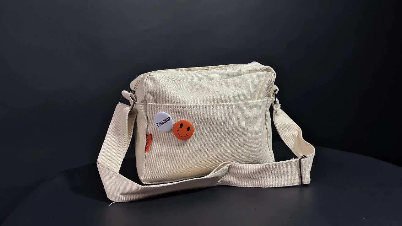 (Gratis Pin) PUSHOP Tas Selempang Pria Wanita Denim MEIKO - Slingbag Uniseks Cewek Cowok Sling bag Kasual Polos Bahan Denim