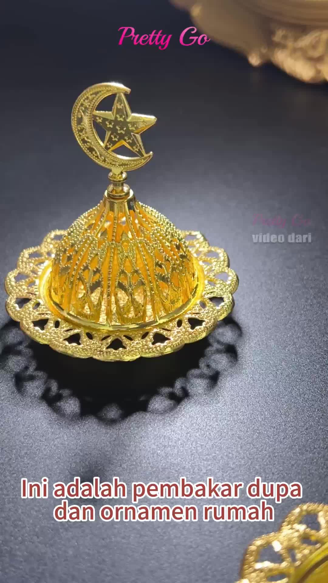 Mini Mabkhara Tempat Bukhur Emas/ Tempat Dupa Kerucut Hadiah