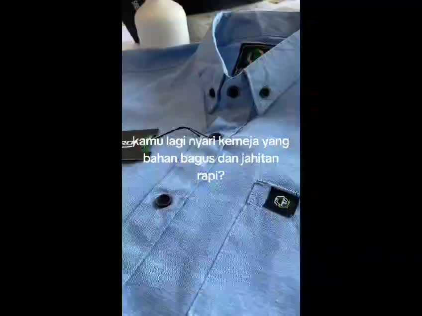 Kemeja Lengan Panjang Polos Pria - Bahan Katun -   Baju kerja Formal Tangan Slimfit Casual Basic Tebal Kantor Putih Biru