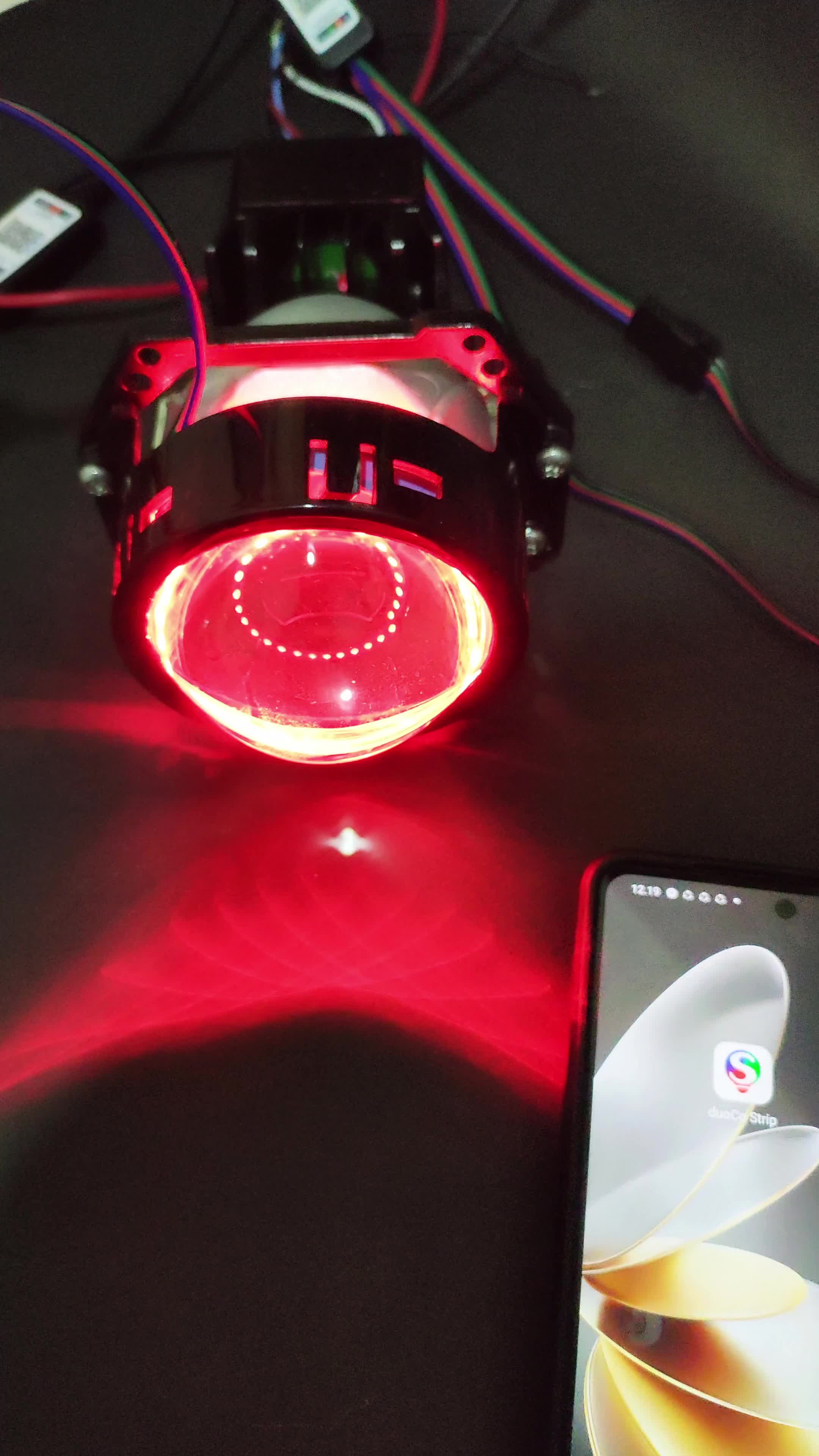 Lampu Demon Devil Eyes RGB 360 Bluetooth App Led Rapat Terang Lampu Alis Sein BiLED Projie Car
