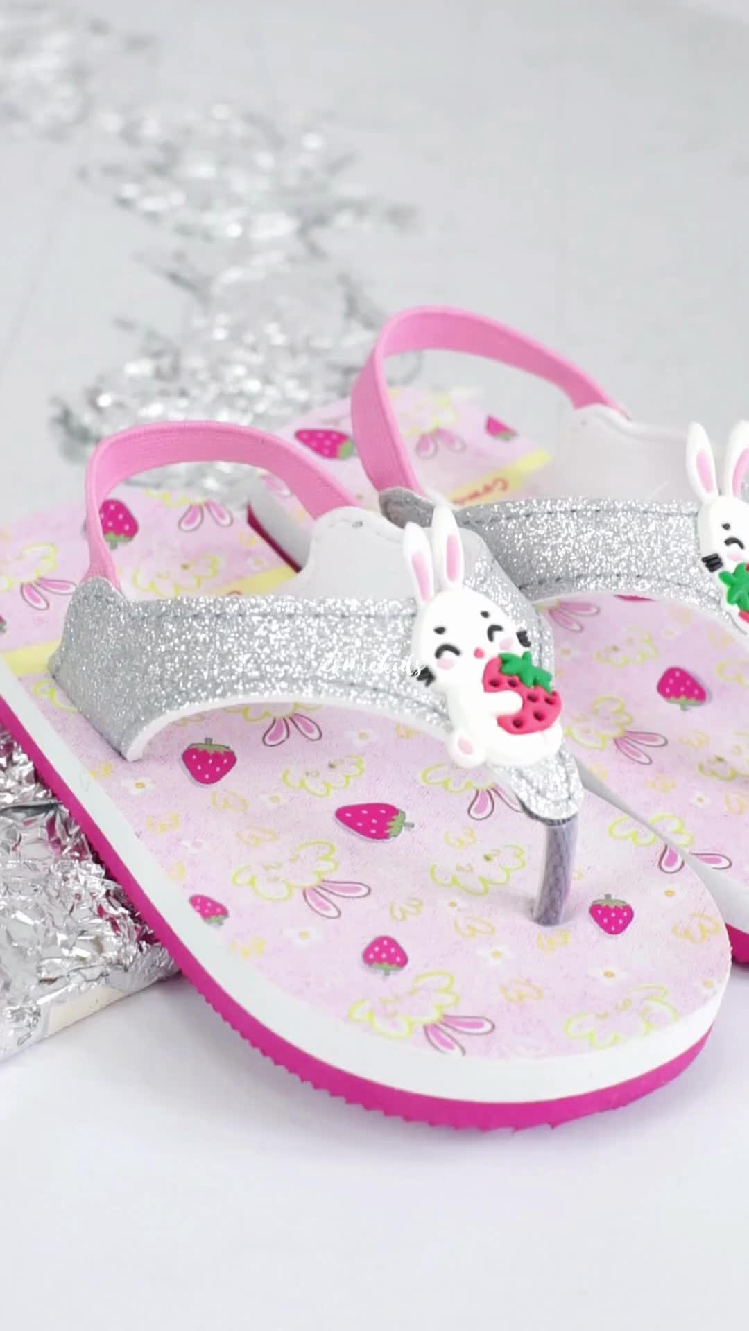 COMICKIDS Sandal Anak Perempuan Sendal Jepit Bayi Cewek Baby Girl Kids Slippers Pink Rabbit Glitter Kaki