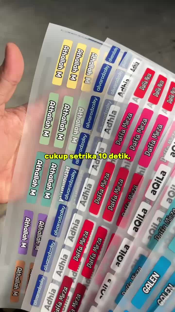 Sticker Kain 75 Pcs Custom Nama Warna setrika sablon baju custom sablon nama Label Baju Putih