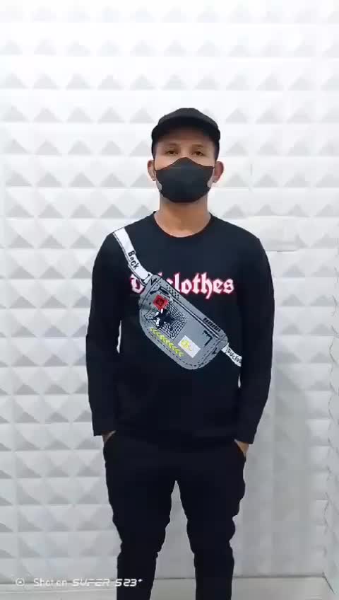 Koas waistbag Pocket Tshirt Unisex Pria wanita Dulclothes x - Baju Kantong 3D - Kaos Tas Selempang Hitam Lengan Panjang