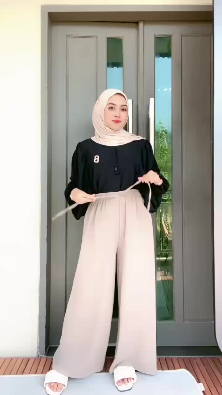 VIOLET HIGHWAIST LOOSE PANTS KULOT CRINCLE AIRFLOW Wanita