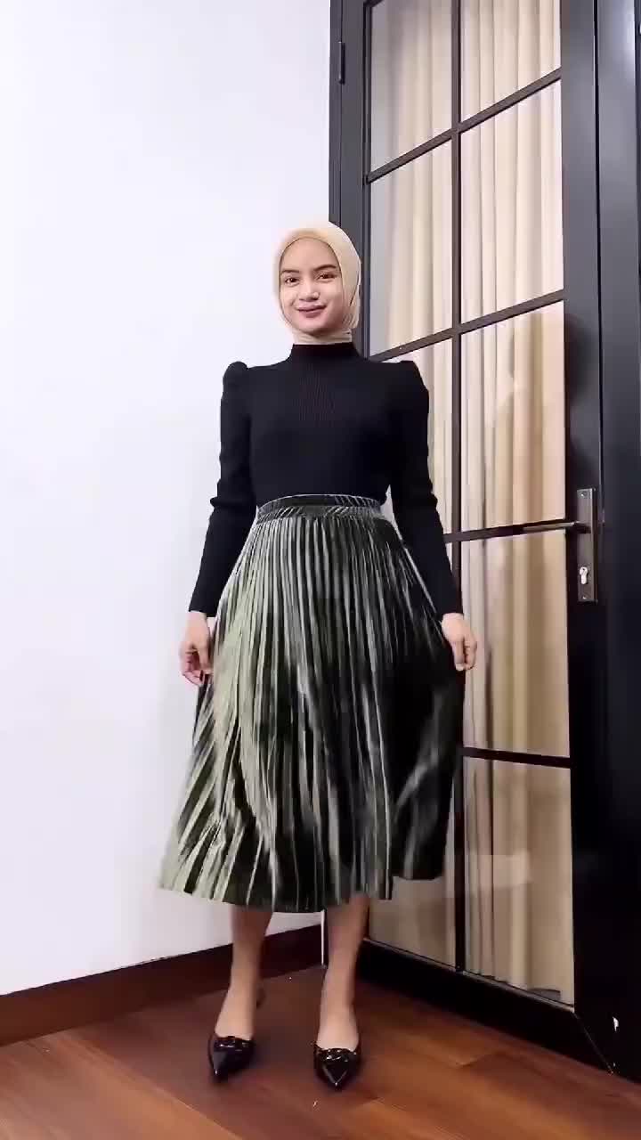 Rok plisket bludru 7/8/rok beludru 7/8/rok velvet mewah Wanita / Rok pendek